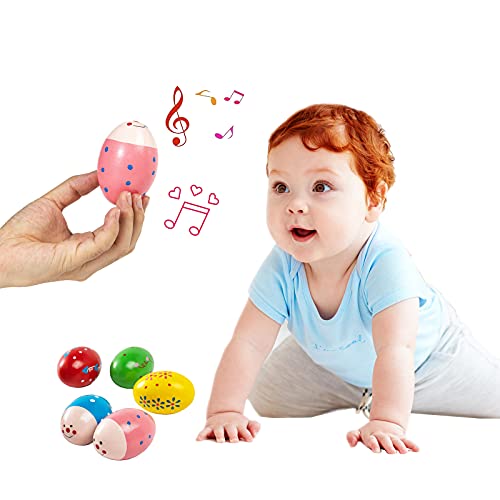 image for Musfunny Egg Shakers Set 7pcs Wooden Hand Percussion Shakers Musical M