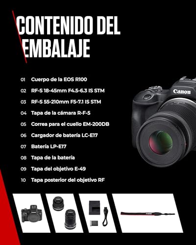 Ficha técnica CANON EOS R100 Cámara Mirrorless y objetivos RF-S - Fernando Cortés