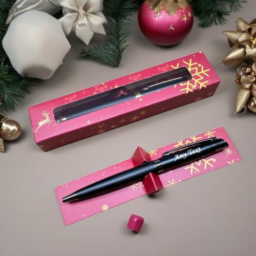 TinyGift Personalised Executive Pen Gift Set, Professional Metal Ballpoint Pens with Custom Engraving, Black and Rainbow Finish, Pen Box, Corporate Christmas 2025 Gift BlackFriday