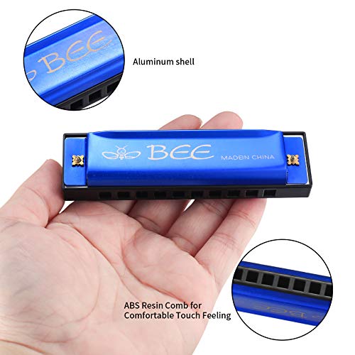 Zhujiehigh-Harmonica-10-Holes-20-Tones-Kids-Harmonica-Beginner-Mouth-Organ-Key-of-C-Music-Gifts-for-Musicians-Kids-Adults-Beginners-Performers-Harmonica-Blue