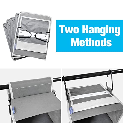 Roomtalk Large-Sized Hanging Shoe Organizer 8-Shelves, Hanging Closet Clothes Organizer With 8 Side Pockets, Wider Hanging Shoe Shelves, Shoe Rack Closet, Shoe Hanger 9" W × 11.8" D× 48" H, Grey #TOP4