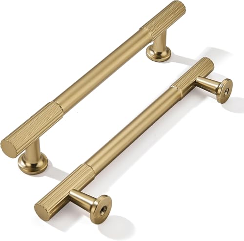 khtumeware 5 Inch Hole Center 20 Pack Champagne Bronze Heavy Duty Solid Satin Brass Cabinet Pulls, Kitchen Drawer Handles, for Dresser cabinets, cabinets