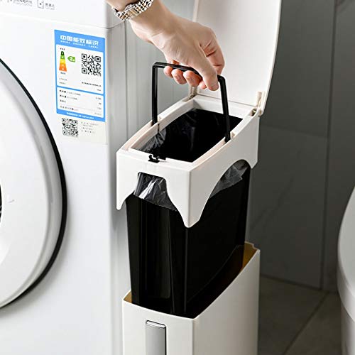 Jkxwx Toilet Brush Toilet Brush, Toilet Brush And Bracket And Paper Basket Multifunctional Cleaning Brush Set, Beautiful And Durable (Rectangular) Toilet Bowl Brush (Color : Gray) #TOP5