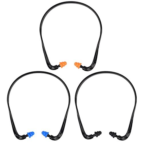 AOVNA 3 Pieces Caps Banded Earplugs - TPR Silicone Reusable Waterproof Earplugs for Sleep, Swim, Work, Construction and Automotive
