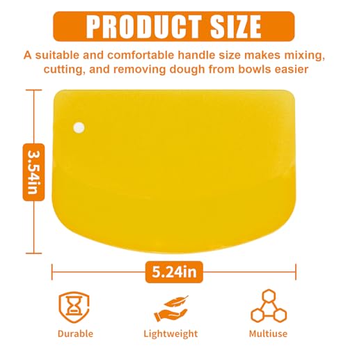 LKbeuuu 4 Pcs Bowl Scraper & Dough Scraper, Multi-Purpose Kitchen Bench Scraper, Flexible Plastic Scraper with Curved Edge, Cake Baking Food Scraper