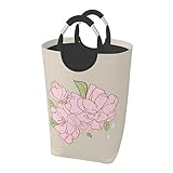 Dirty Clothes - Cesto de ropa sucia, 50 l, para organizar la sala de estar, guardería, juguetes, cofre dividido, estampado de flores de durazno