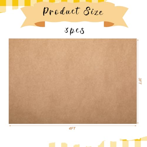 HunnmingRe 3 Pcs Large Blank Kraft Paint Paper Banners DIY Blank Banners for Indoor Display, Kraft Paper Banner for Wall Signs Painting Birthday Graduation Wedding Party Decoration(3 x 4 Feet)