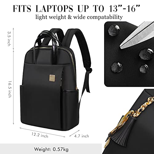 Laptop Backpack Purse 14 To 15.6 Inch 16 For Women Mini Small Computer Case Business Work Commuter Teacher Girl Cute College Fashion Carry On Airplane Travel Essentials Accessories Black Laptop Bag #TOP4
