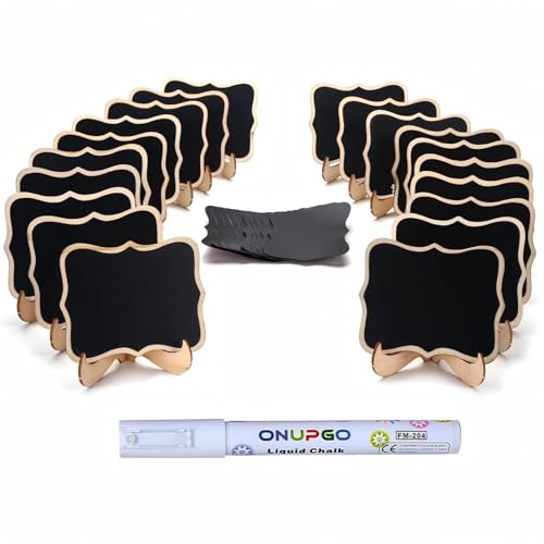 Mini Chalkboard Signs, 20 Pack Small Chalkboard Labels Table Signs with Easel Stand, Wooden Blackboards for Wedding Decor, Party Buffet Display, Place Cards, Food Labels