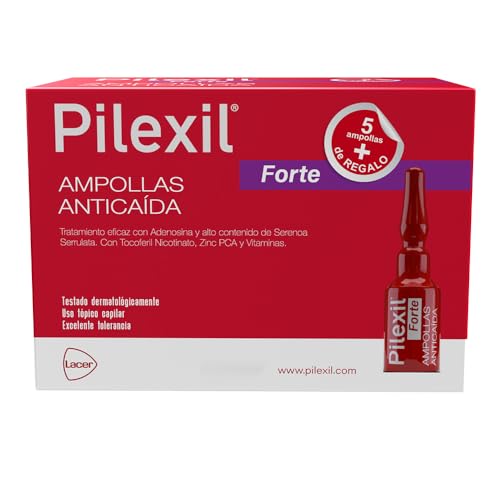 PILEXIL AMPOLLAS - Anticaída Forte 15 x 5 ml, Aplicación Tópica, para Caída Abundante de Cabello, para Hombres o Mujeres, Ideal Alopecias en Periodo Menopáusico o Androgenéticas