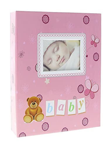 Album Photo Bébé à Pochettes pour 200 Photos 10x15 cm - Album Photo avec Pochette Plastique - Photo Album Rose - LOCO TIME 2 Cover