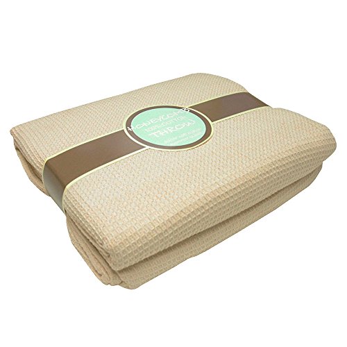 Tony's Textiles Couvre-lit/jeté de canapé - Tissu Relief Style nid d'abeilles - 100% Coton - Crème - 127 x 152 cm Cover