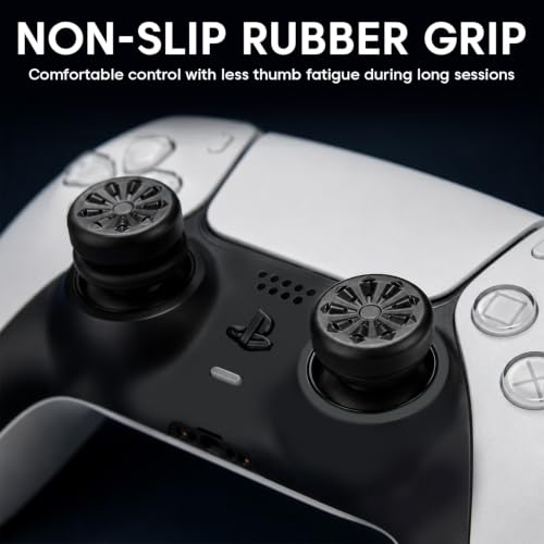 Image of Sounce FPS Freek Galaxy Thumbstick Caps for PS4 & PS5 Controller | Non-Slip Rubber Joystick Cover | 1 High-Rise + 1 Mid-Rise Concave Analog Grip | Improved Accuracy & Comfort (Black)