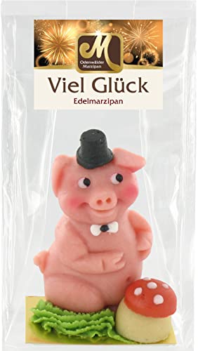 Odenwälder Marzipan Glücksschwein Casanova mit Pilz. 100g