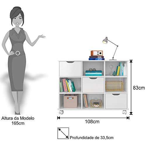 Nicho Organizador com Rodízios 3 Gavetas Branco - Mpozenato