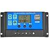 Solar Charge Controller PWM 30A 12V/24V Auto Parameter Solar Panel Regulator with Adjustable LCD Display Dual USB Port Timer Setting PWM MPPT