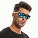B.N.U.S Retro sports sunglasses for men women fashion blue mirrored lenses (B7066 Black/Blue Flash Non-Polarized, Glass Lens)