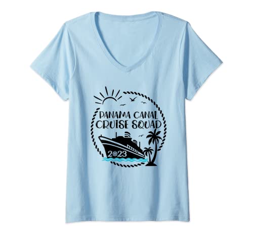 Mujer Cruise Squad 2023 Panamá Canal Cruising Together Squad Camiseta Cuello V