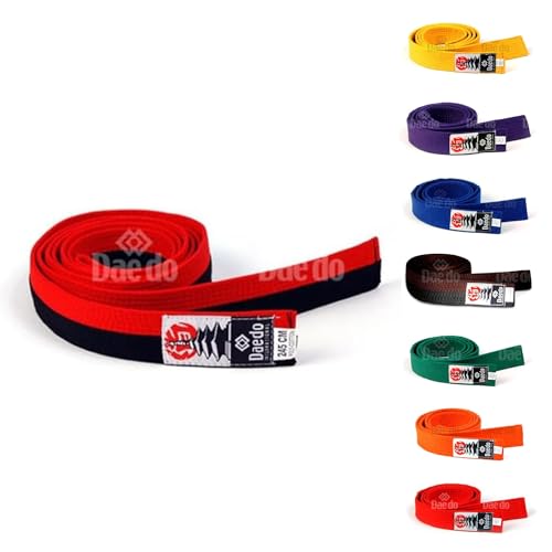 Daedo Taekwondo Color Belt for Adults and Kids, 280 cm/110\" Length - Perfect for Martial Arts, Karate, and Taekwondo Training - Red-Black