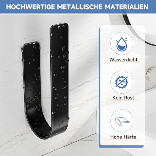 Toilettenpapier Aufbewahrung Schwarz, Selbstklebender Klopapier Aufbewahrung, Toilettenpapierhalter Ohne Bohren, Klorollenaufbewahrung Für 3 Rollen, Ersatzrollenhalter Toilettenpapier