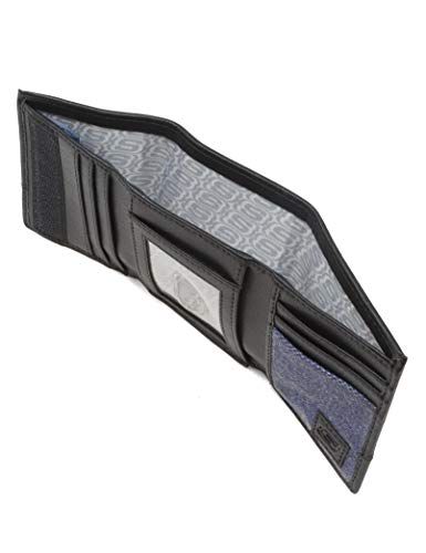 Skechers Men's Canvas Vegan Leather Rfid Trifold Wallet, Blue Patch, One Size #TOP2