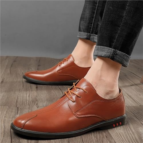 Men's Lace Up Round Toe Casual Shoes Genuine Leather Breathable Low Heel Comfortable Everyday Work Footwear2