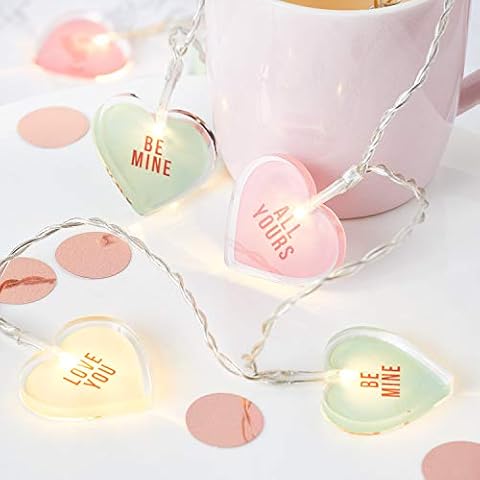 Lights4fun Guirnalda Decorativa de 20 Corazones con Frases y LED Blancos Cálidos Cover
