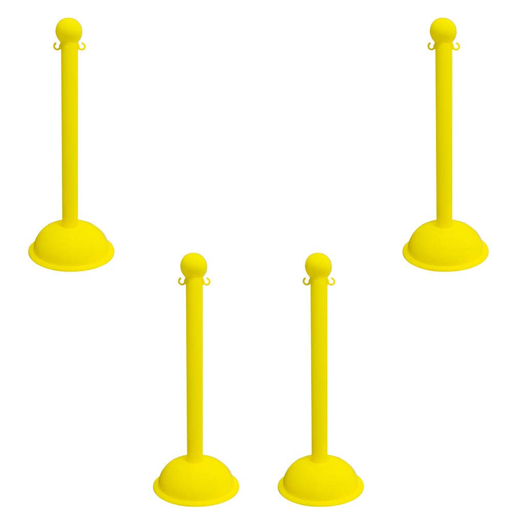 Mr. Chain Heavy-Duty Stanchion, Yellow, 41-Inch Height, 3-Inch Diameter Pole, Pack of 4 (99902-4): Industrial Safety Chain Barriers: Industrial & Scientific