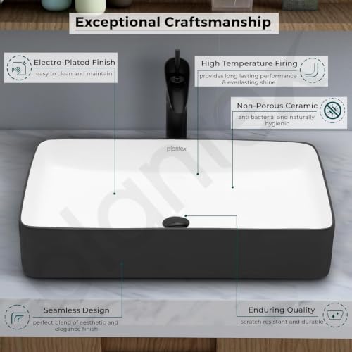 Image of Plantex Ceramic Wash Basin for Bathroom /Tabletop Washbasin