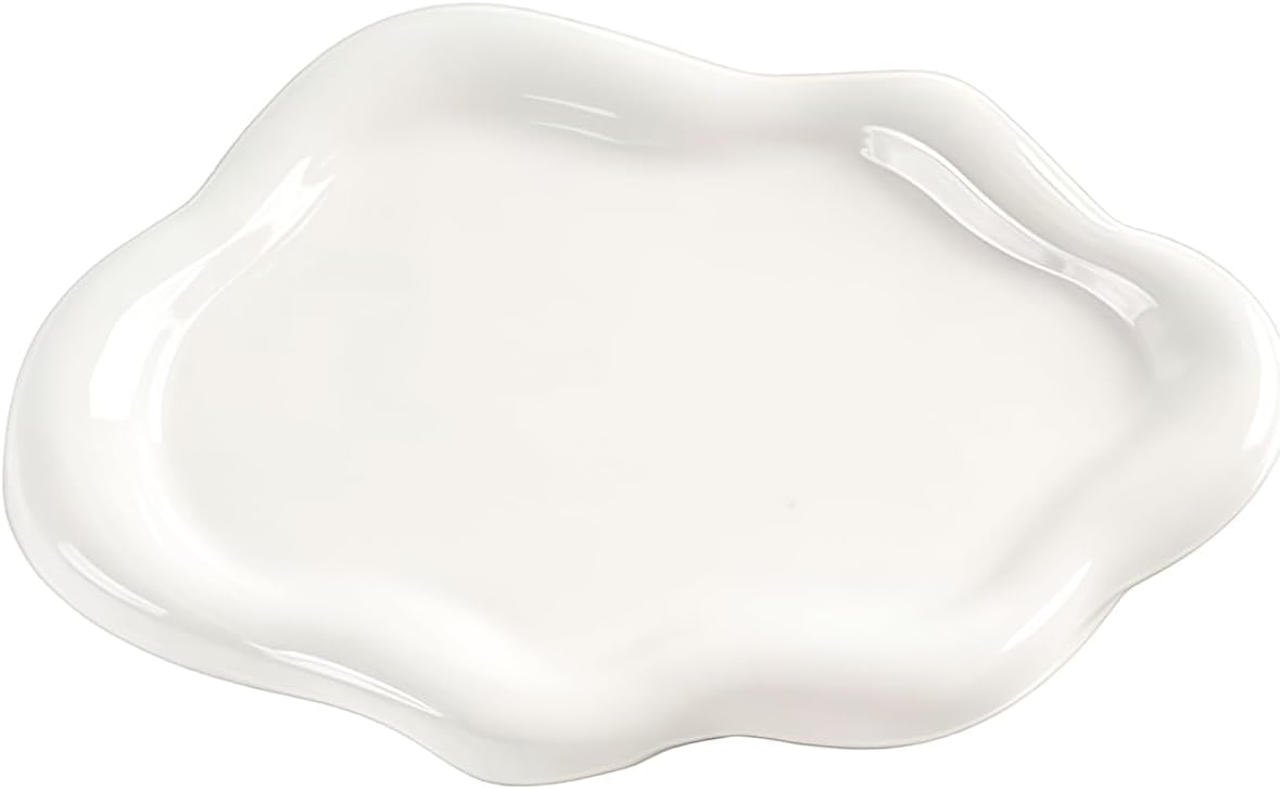 1 Pack Cloud Trinket Dish, Irregular Shape Jewelry Tray for Women, White Decorative Accessories Tray, Aesthetic Jewelry Organiser and Key Bowl for Entryway Table and Bedside
