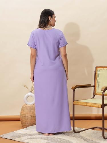 Image of 9shines Label Stylish Alpine Nighty Maxi for Women | Full Length Trendy Nightgown | Premium Nightdress | Nightwear | Heavy Embroidery Nighty with Pockets(2891)