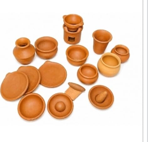 Handmade Miniature Clay Kitchen and Tea Set Toys, Terracotta, Traditional Cooking Utensils, Pretend Play, Home Decor Gift for Kids-image-34