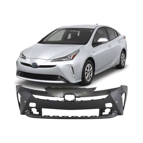 Image of FitParts Compatible with Toyota Prius 2019-2022 Front Bumper Cover | Primed, With Tow Hook Hole, Ready to Paint, OEM 5211947979, TO1000458