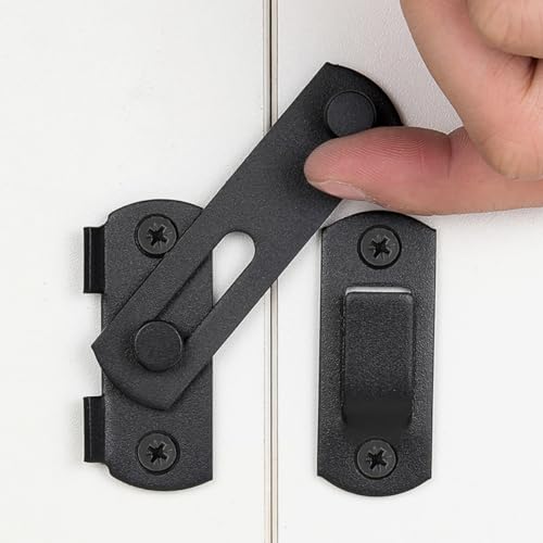 Wocoe 3 Packs Stainless Steel Barn Door Lock - Matte Black, Corrosion-Resistant, Versatile for Home & Pet Safety, Easy Install, with Screws