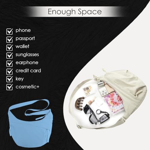 Image of Lyrovo Travel Crossbody Crescent Bags for Women Over Shoulder Purse with Zipper Half Moon Sling Bag & Waist Bag Unisex Chest Bag