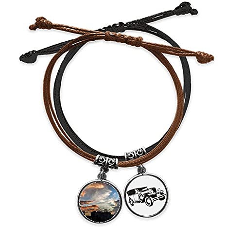 Bracelet ville crépuscule en cuir contre les bijoux ternes accessoire orange ajustable