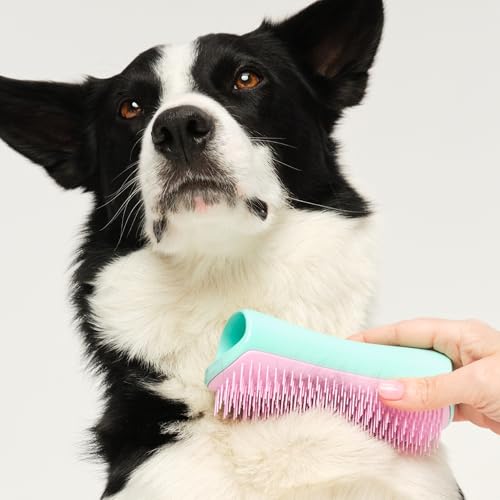 Tangle Teezer | Pet Teezer | Enthaarungs- und Hundepflegebürste | Trockenbürste oder Hundebadebürste | Minze & Rosa
