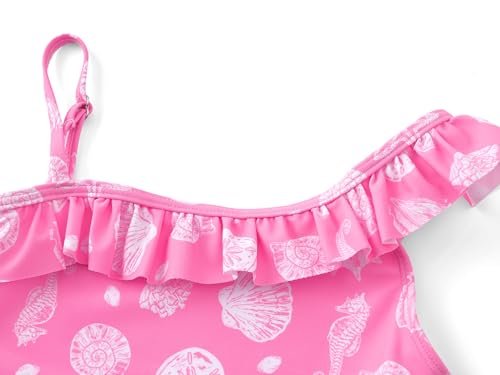 Image of Girls One Piece Swimsuits Adjustable Double Strap for Kids Palm Tree Print Toddler Bathing Suit Size 2T-10