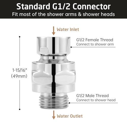 KES Shower Connector Ball Joint Shower Head Swivel Ball Adapter Brass Adjustable Arm Extension Universal Component Polish Chrome, PSB101-CH