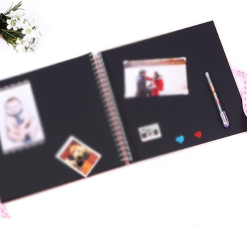 Travel Growth Commemorative Book ﻿ Cardboard Window DIY Album Handmade Pasted Ribbon Album Applicable to photos, receipts, star cards, etc(D)