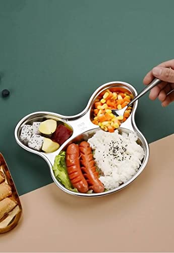 Senvasfa Stainless Steel Children Dinner Plate Divided Meal Tray Sections Dinner Dish For Babies, Toddlers And Kids Eating Tray Easter Bunny Rabbit Shape Bpa-Free Safe Fun Non-Toxic  thumb #3