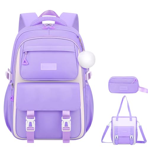 Mochila Escolar Adolescente Niña Chica Grandes Colegio Juvenil Cole School Bag Escuela Instituto Estudiante Morado