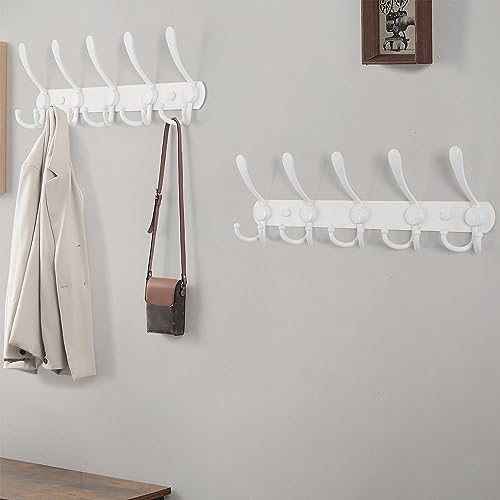 image for Dseap Wall Mounted Coat Rack - 5 Tri Hooks, Heavy Duty, Stainless Stee