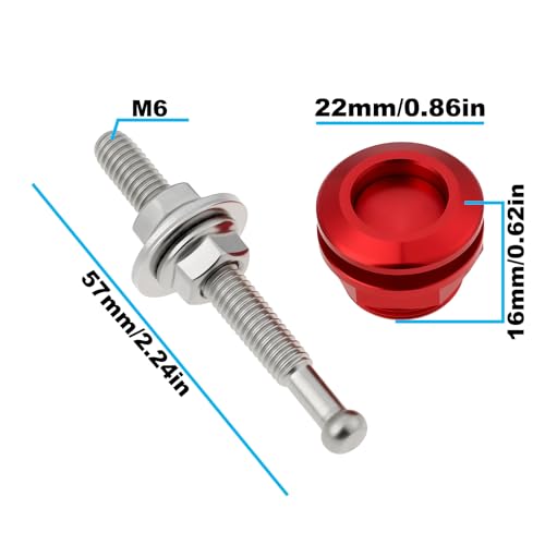 LT Easiyl 2 Stück 22 Mm Motorrad-Seitenabdeckungs-Druckknopfentriegelung M6 Kompatibel mit Simson S50/S51 (Rot)