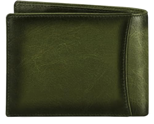 Image of WildHorn RFID Protected Leather Wallet for Men, Green Crunch
