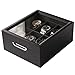Boîte à Montres en Bois Massif, Coffret Montres Homme / Femme, Boite de Rangement pour Montres 2x3, Organisateur avec Couvercle en Verre et 6 Compartiments par Case Elegance (Noire)