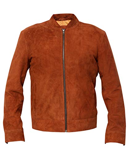 Image of Men's Slim Fit Brown Real Suede Leather Jacket