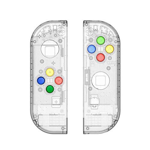 eXtremeBee NS Joycon Handheld Controller Housing with Colored Buttons, DIY Replacement Shell Case for Nintendo Switch Joy-Con (L/R) Without Electronics (Clear)
