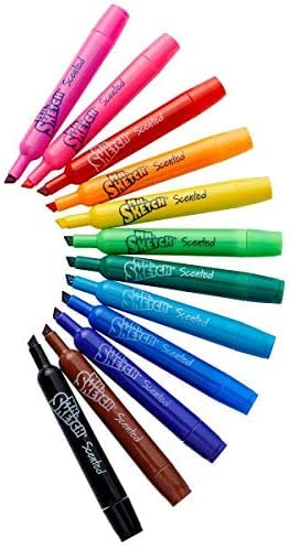 Scented Markers, 12 Count Assorted Colors Watercolor Markers + 4 Bonus Smelly Markers | Includes Drawing Pad #TOP2