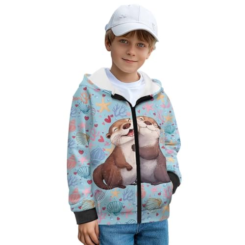 Zip Up Hoodies for Kids Boys Soft Lined Hooded Sweatshirt Fall Winter Long Sleeve Casual Jacket for School S-XL